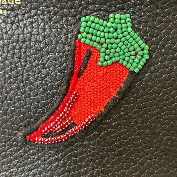 Kate Spade On Purpose Small Leather Zipped Wristlet - Embroidered Chili Pepper - Picture 4 of 16